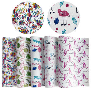 Tela estampada personalizada patrones de flamencos impresión PU cuero artificial sintético bonita tela de <span class=keywords><strong>polipiel</strong></span> para decoración/muebles - Product Image 2
