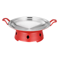 Ensemble de marmites à fond plat commerciales en acier inoxydable 304 à trois couches, avec poignées, pour fondue rouge, cuisson à l'alcool et plats secs