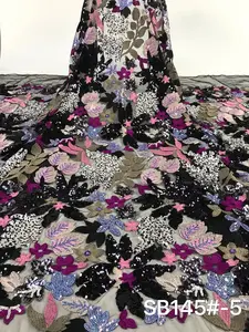 Floral Sequin Embroidery Lace Fabric 1 Yard Perfect For Prom Wedding And Party Dresses