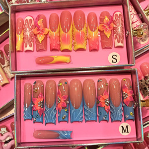 Fournisseur en gros de faux ongles personnalisés 100 % faits à la main, épais, carrés et en amande - Product Image 2