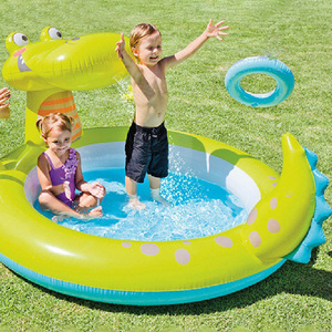 Piscine gonflable en forme de crocodile 200x90cm, jouet aquatique d'extérieur pour enfants, pour la natation et les jeux aquatiques - Product Image 1