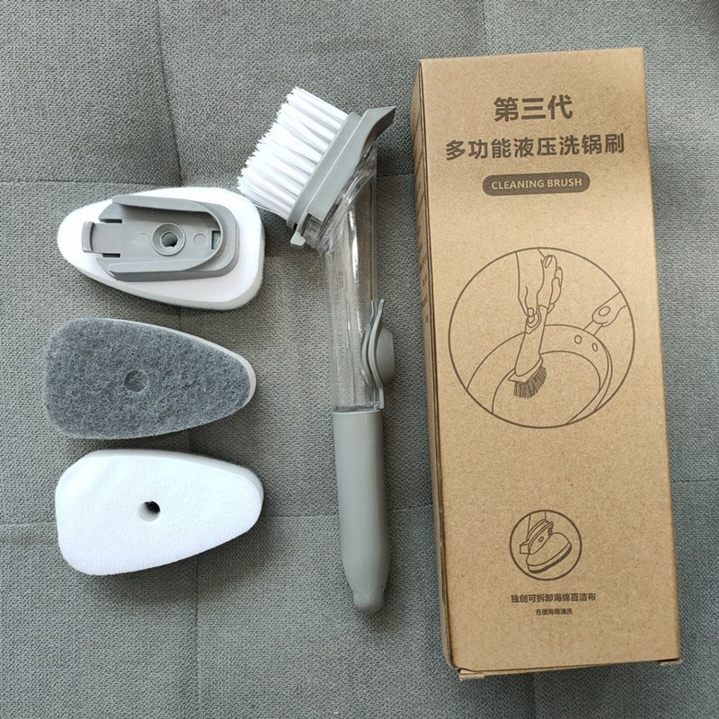 Tres cabezales de esponja para lavar ollas.