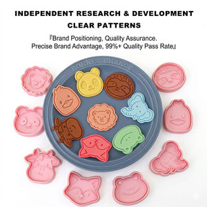 Moules à biscuits créatifs en forme de tête d'animal 3D avec des motifs de girafe, d'éléphant et de koala, en plastique écologique pour la pâtisserie à domicile - Product Image 3