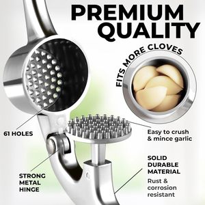 Presse-ail manuelle professionnelle pour la cuisine avec lame en acier inoxydable et poignée souple pour écraser l'ail haché - Product Image 2