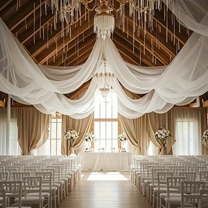 Wedding <b>Ceiling</b> Drapery Organza Curtain Stage Wall Decoration Luxury Curtains Wedding Decoration for Wedding - Product Image 3