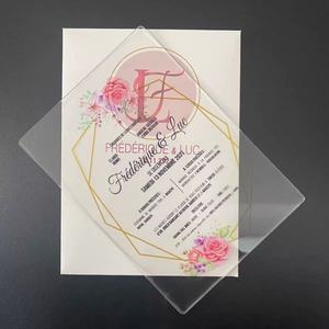 Invitation de <span class=keywords><strong>mariage</strong></span> personnalisée en acrylique, carte de <span class=keywords><strong>mariage</strong></span> en plastique transparent, gravée au laser, ensemble de papeterie de <span class=keywords><strong>mariage</strong></span> moderne minimaliste de luxe - Product Image 3