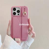 Lichicase personnalisé en cuir PU coloré couverture arrière pour vivo X300 X300 Pro bracelet béquille coque de téléphone