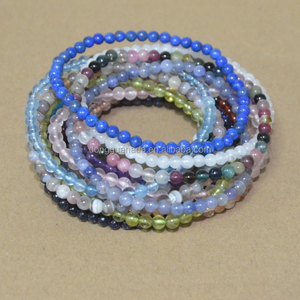 Tốt Nhất Bán Nhỏ Vòng Tròn Bóng Bohemia Vòng Đeo Tay 4Mm Của Phụ Nữ & Người Đàn Ông Của Đá Hạt Trong Thạch Anh Tím Và Orange apatite Đá Quý Kích Thước - Product Image 3