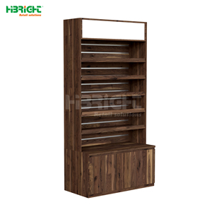 Exhibidor de Cigarrillos Moderno de Madera Sólida con Diseño Inclinado y Gabinete de Almacenamiento Inferior para Supermercados - Product Image 1