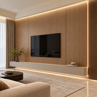 Panel Dinding Anti Gores, Tahan Air, dan Tahan Api dari Veneer Kayu Kristal Karbon 8mm untuk Ruang Tamu, Latar Belakang TV, dan Kamar Tidur