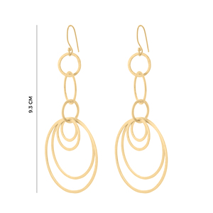ต่างหูทรงวงกลมซ้อนกันลายเรขาคณิตสีทอง Kinetic Elegance ต่างหูแบบวงแหวนหลายวงทรงหยดน้ำ เครื่องประดับแฟชั่นทันสมัย - Product Image 4