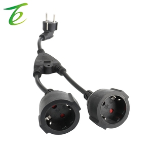 Câble d'extension électrique standard européen, un câble pour deux prises, trois fils, prise européenne, coudé, deux prises, câble d'alimentation en cuivre pur - Product Image 2