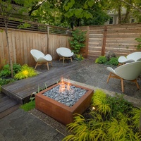 Table de foyer au gaz propane en acier Corten pour jardin extérieur Table de foyer au gaz élégante