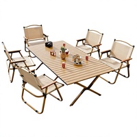 Camping-Picknick-Klapptisch mit Eierkarton-Design, Tragbarer Outdoor-BBQ-Kochtisch aus Kohlenstoffstahl und Holz, Rechteckiges Design, Outdoor-Möbel