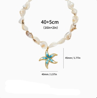 Collar de Estilo Cerámico con Conchas Naturales Irregulares, Cuentas de Concha Natural y Colgante de Acero Inoxidable para Mujer