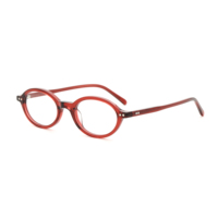 Lunettes optiques unisexes G5760F rétro, petites, rondes, en acétate, monture rouge transparente, verres démonstratifs clairs, logo personnalisé, vente en gros