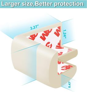 12 Pack Corner Protector Baby Proofing <b>Edge</b> and Corner Guards, Soft Safety Pre-<b>Taped</b> Rubber Foam Furniture BumpersL Shape TPE - Product Image 3
