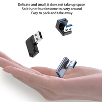 USB 3.0 90 Derajat Adaptor USB Sudut Kanan USB Pria Wanita Untuk Laptop SSD Kabel Extender Hard Drive