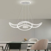 Lampu Gantung LED Modern Wave & Ring Minimalis untuk Ruang Tamu dengan Kristal di Tengah, Remote Control, Tinggi Dapat Disesuaikan