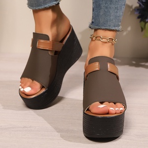 Sandales Compensées Printemps-Été 2025 pour Femme, Nouveau Style Coréen, Chaussons à Enfiler, Semelle Plateforme Épaisse en PU, Rehaussant la Taille - Product Image 4