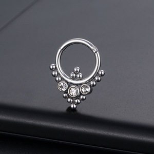 Anillo de Nariz de Acero Inoxidable 316L con Cuentas, Joyería de Piercing, Estilo Ligero y Lujoso, Unisex, con Zirconia - Product Image 4