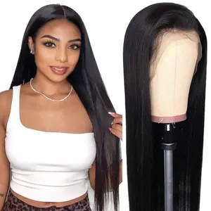 Wholesale Indian Unprocessed Raw Remy Lace Frontal Wig, Virgin Cuticle Aligned Peruvian Human Hair Front Lace Front Wigs