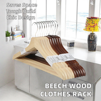 Porte-vêtements en bois de hêtre personnalisable de luxe Cintres en bois de haute qualité Tout tissu peu encombrant pour l'extérieur Manteau moderne Chapeau