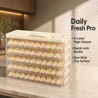 Boîte de rangement compacte en plastique pour dumplings, pour porte latérale de réfrigérateur, idéale pour les espaces étroits, préservation et organisation, qualité alimentaire