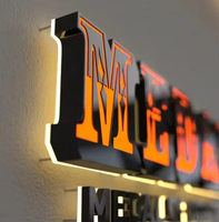 Enseigne lumineuse à LED personnalisée avec bord en métal PVC verre acrylique pour usage commercial extérieur et intérieur bureau à usage décoratif