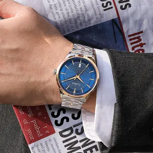 Men's Mechanical Watch Movement Business 50 Meters Waterproof Solid Stainless Steel Watch