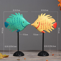 Décoration de poisson en bois scandinave, longueur 18,5 cm, 2 pièces, ornement pour salon