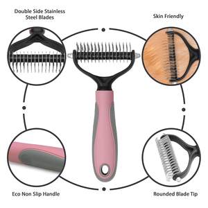 Brosse de toilettage pour animaux de compagnie, peigne démêlant double face pour l'élimination des poils, outil de démêlage pour chiens, chats et chevaux - Product Image 2