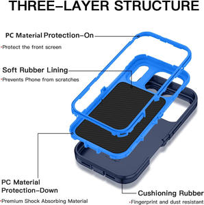 Coques de téléphone Defender robustes pour <span class=keywords><strong>iPhone</strong></span> 17 Pro Max 17 Pro 17 Air 16 15 Heavy Duty 3 couches Protection complète du corps Couverture antichoc - Product Image 3