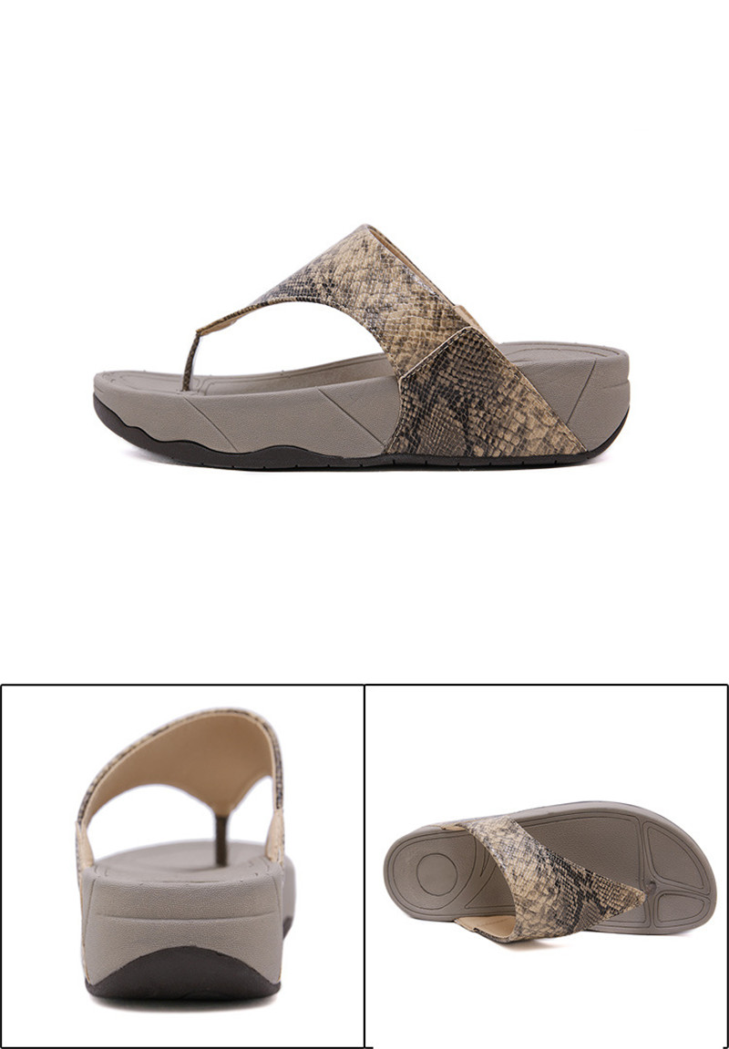 Snakeskin Leopard Print Wedges Flip Flops Slippers Large Size Flip-flop Women's Shoes Wholesale