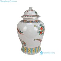 RZSY12-C Vas Lantai Porselen Antik Cina Buatan Tangan Pola Bunga Phoenix Peony yang Indah Toples Berpenutup Dekoratif Rumah Mewah