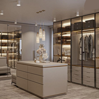 15 ans d'expérience Armoire moderne Walkin Closet Design Armoire de dressing en verre et bois