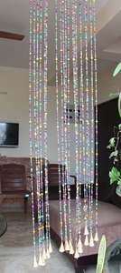 Guirlande de porte moderne en perles, 190 cm, rideau de perles en verre colorées avec clochettes, thème nature et animaux, décoration intérieure - Product Image 3