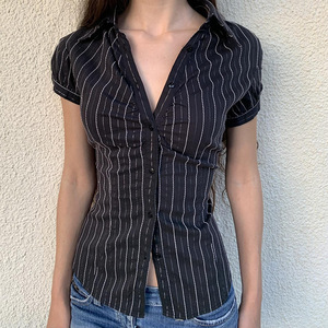 女式夏季休闲条纹衬衫 - Product Image 1