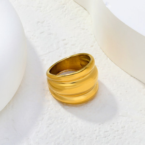 Bagues tendance en acier inoxydable au design géométrique ouvert, ensemble de bijoux pour femme au quotidien - Product Image 2