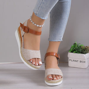 Sandalias de mujer 2025 con nudo de mariposa, suela de cáñamo, nuevas, ligeras, informales, con boca de pez y suela gruesa 820 - Product Image 4