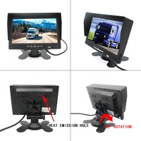 Monitor de Pantalla para Auto AHD de 7 Pulgadas, 12V a 24V, con Parasol
