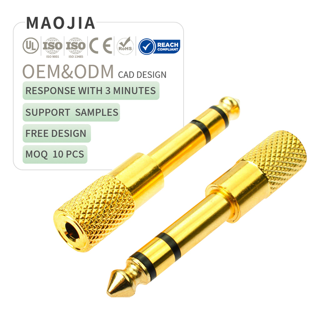 Gold Plated 6.5mm Male to 3.5mm Female Stereo Mono Adapter Audio Jack Converter for Guitar Studio Equipment DJ Mixer