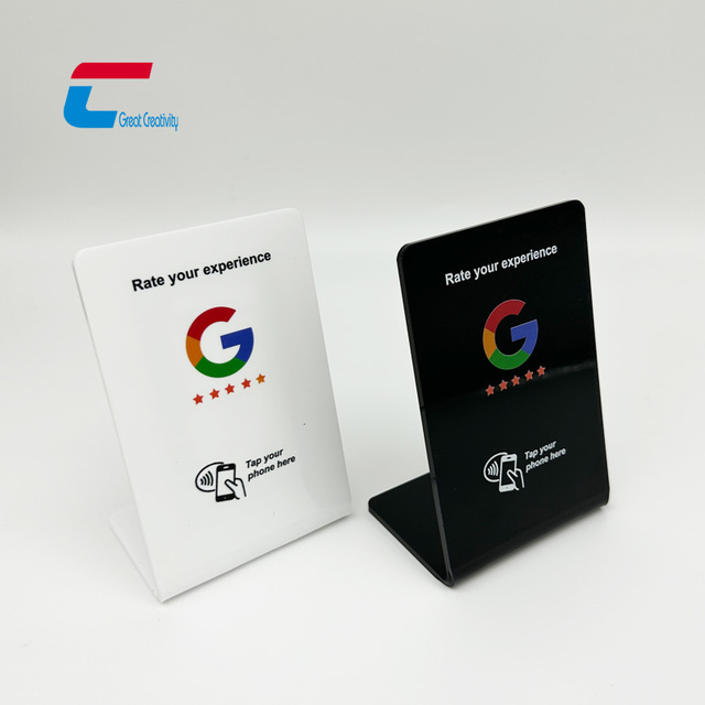 13.56mhz Custom Nfc Google Review Stand Qr Code Scanning Acrylic RFID Table Stand for Hotel
