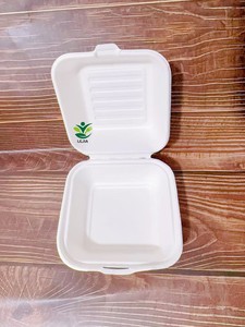 100% 생분해성 6인치 사탕수수 바가스 패스트푸드 포장 버거 레스토랑 클램쉘 - Product Image 2