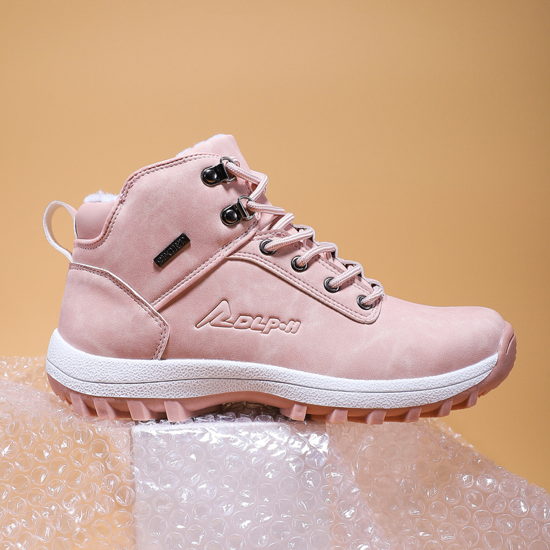 Дешевые теплые зимние женские ботильоны OEM из замши на высоком каблуке с искусственным мехом