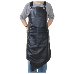 Salopette à bavette en cuir PU <span class=keywords><strong>de</strong></span> style japonais coupes <span class=keywords><strong>de</strong></span> <span class=keywords><strong>cheveux</strong></span> thé au lait magasins <span class=keywords><strong>de</strong></span> produits frais tabliers sans manches imperméables vêtements <span class=keywords><strong>de</strong></span> travail - Product Image 3