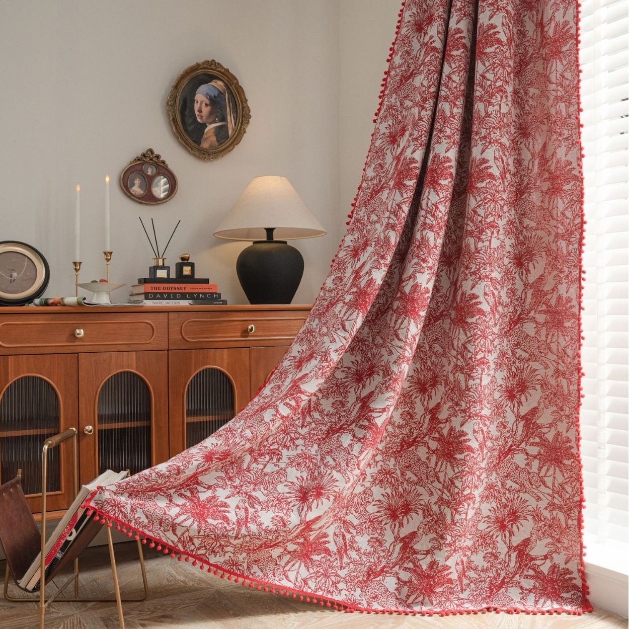 Œillet à motif jacquard de cocotier rouge et petite boule rouge