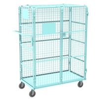 Chariot logistique à quatre couches en plastique pliable avec cloison amovible Stockage à double porte couvert