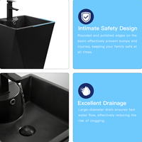 Lavabo sur pied ovale en céramique écologique moderne ORTONBATH, style européen, noir, pour hôtel.