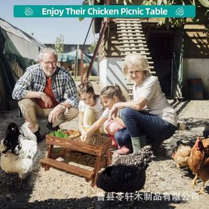 ที่ให้อาหารไก่แบบครอส-บอร์เดอร์ทำจากไม้, ที่ให้อาหารไก่แบบไม้, โต๊ะให้อาหารไก่กลางแจ้งทำจากไม้เนื้อแข็ง - Product Image 4